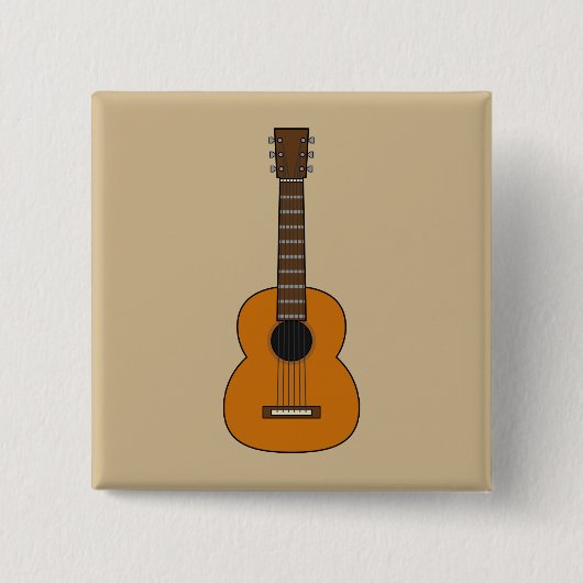 Einfache akustische Gitarre Cartoon Button (Vorderseite)