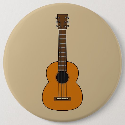 Einfache akustische Gitarre Cartoon Button (Vorderseite)