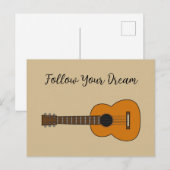 Einfache akustische Gitarre Cartoon Feiertagspostkarte (Vorne/Hinten)