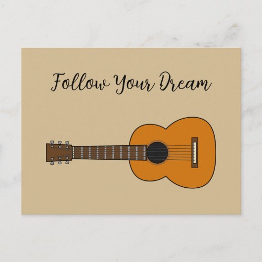 Einfache akustische Gitarre Cartoon Feiertagspostkarte (Vorderseite)