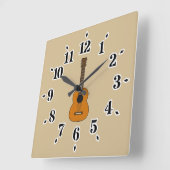 Einfache akustische Gitarre Cartoon Quadratische Wanduhr (Winkel)