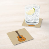 Einfache akustische Gitarre Cartoon Rechteckiger Pappuntersetzer (Vor Ort)