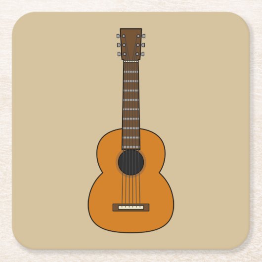 Einfache akustische Gitarre Cartoon Rechteckiger Pappuntersetzer (Vorderseite)