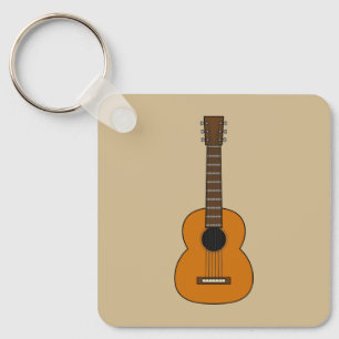 Einfache akustische Gitarre Cartoon Schlüsselanhänger