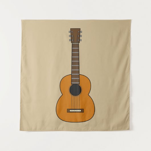 Einfache akustische Gitarre Cartoon Wandteppich (Vorderseite)