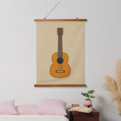 Einfache akustische Gitarre Cartoon Wandteppich Mit Holzrahmen (Schlafzimmer)