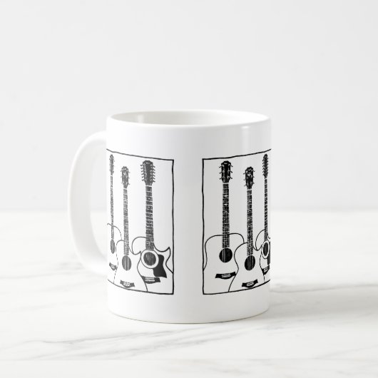 einfache akustische Gitarre Kaffeetasse (Vorderseite Links)
