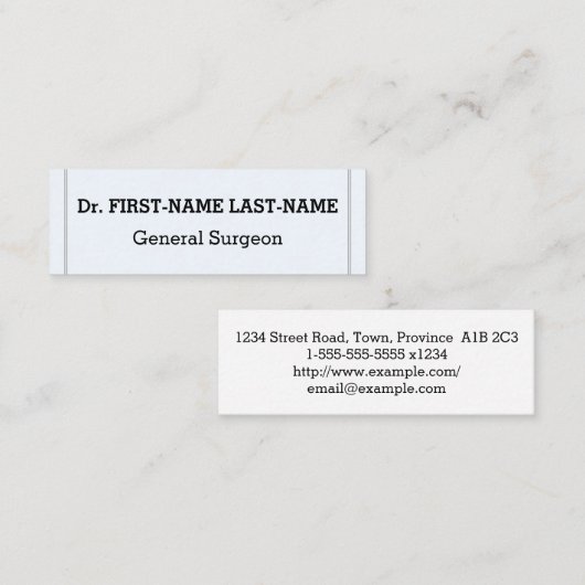 Einfache allgemeine Visitenkarte für Chirurgen (Vorne/Hinten)