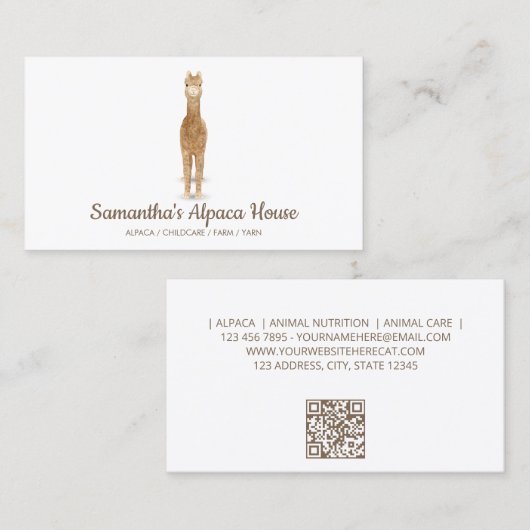 Einfache Alpaca Visitenkarte (Vorne/Hinten)