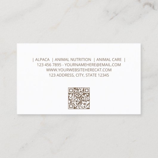 Einfache Alpaca Visitenkarte (Rückseite)
