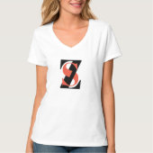 Einfache Alphabete Text rot Schwarz Design T-Shirt (Vorderseite)