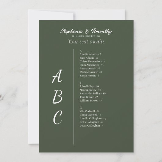 Einfache Alphabetische Hochzeitskarten (Vorderseite)
