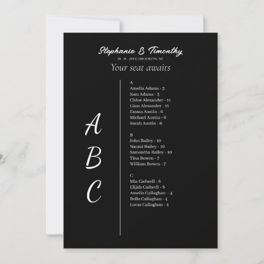 Einfache Alphabetische Hochzeitskarten (Vorderseite)