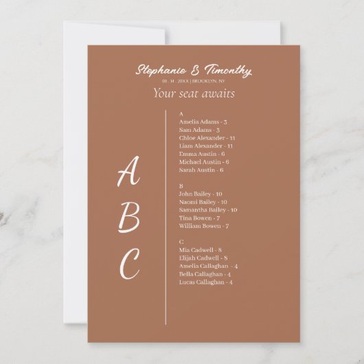 Einfache Alphabetische Hochzeitskarten (Vorderseite)