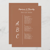 Einfache Alphabetische Hochzeitskarten (Vorne/Hinten)