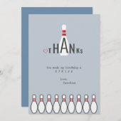 Einfache, altersschwache, blaue Bowling-Geburtstag Dankeskarte (Vorne/Hinten)