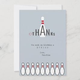 Einfache, altersschwache, blaue Bowling-Geburtstag Dankeskarte