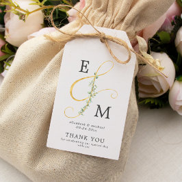 Einfache Ampersand-Monogramm-Botanische Hochzeit Geschenkanhänger