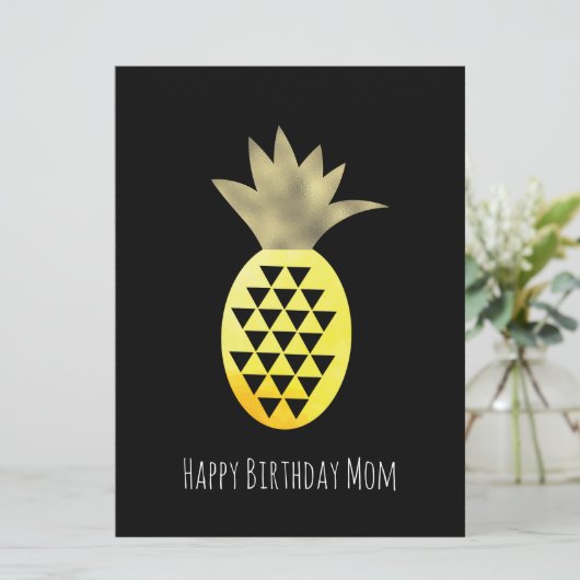 Einfache Ananas Happy Birthday Imitate Gold Card (Stehend Vorderseite)