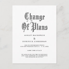 Einfache Änderung bei gotischen Hochzeiten Ankündigungspostkarte