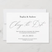 Einfache Änderung des Datums Hochzeit verschoben Einladung (Vorderseite)