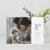 Einfache anfängliche klassische Blaugeburt Ankündigung (Stehend Vorderseite)