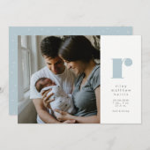 Einfache anfängliche klassische Blaugeburt Ankündigung (Vorne/Hinten)