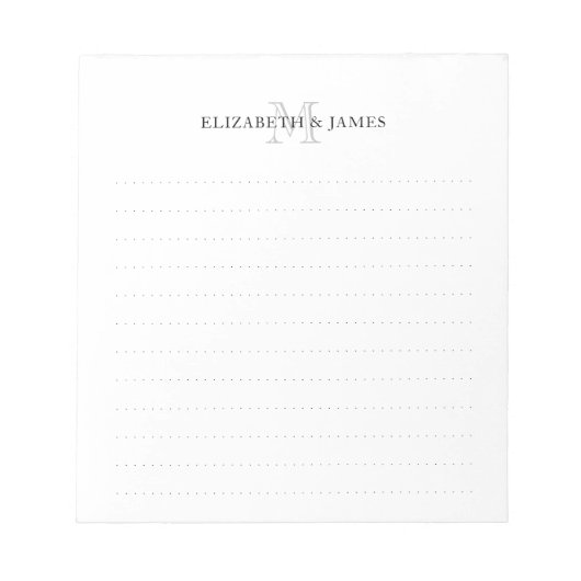 Einfache anfängliche Monogramm-Doppelnamen gepunkt Notizblock (Vorderseite)