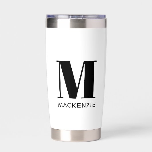 Einfache Anfangsbezeichnung für Monogramm Thermobecher (Rückseite)