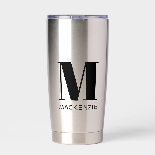 Einfache Anfangsbezeichnung für Monogramm Thermobecher (Rückseite)