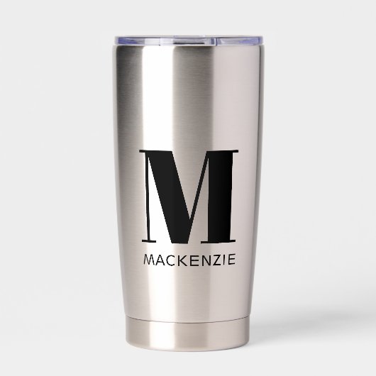 Einfache Anfangsbezeichnung für Monogramm Thermobecher (Vorderseite)