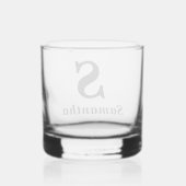 Einfache Anfangsbezeichnung für Monogramm Whiskyglas (Rückseite)