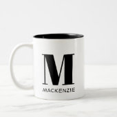 Einfache Anfangsbezeichnung für Monogramm Zweifarbige Tasse (Links)