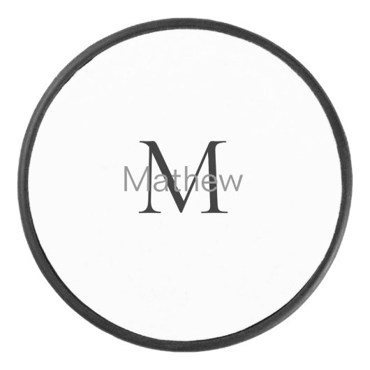 Einfache Anfangsbuchstabe Monogramm fügen Sie Ihre Eishockey Puck (Vorderseite)