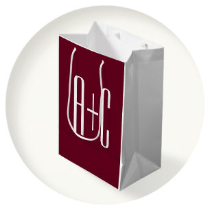 Einfache Anfangsbuchstaben für Paare   Weiß & Burg Mittlere Geschenktüte
