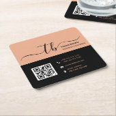 Einfache Anfangsbuchstaben | Pfirsich und schwarz Rechteckiger Pappuntersetzer (angewinkelt)