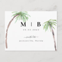 Einfache Anfangsbuchstaben Tropische Hochzeit Save