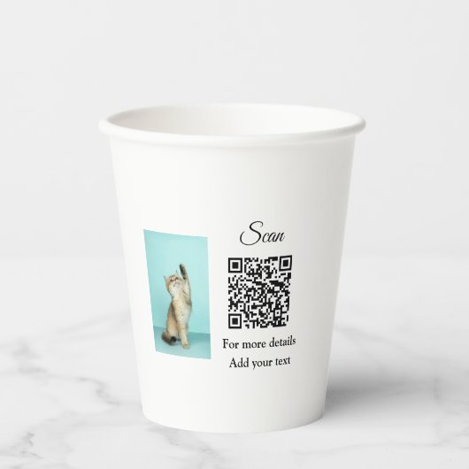 Einfache Angaben zum Tiernamen QR-Code hinzufügen  Pappbecher (Vorderseite)