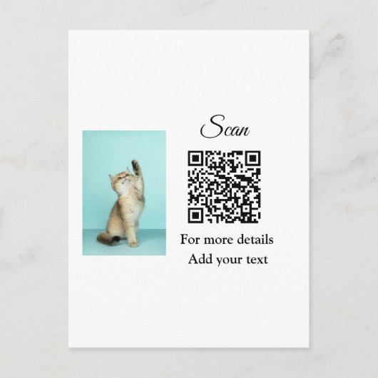 Einfache Angaben zum Tiernamen QR-Code hinzufügen  Postkarte (Vorderseite)