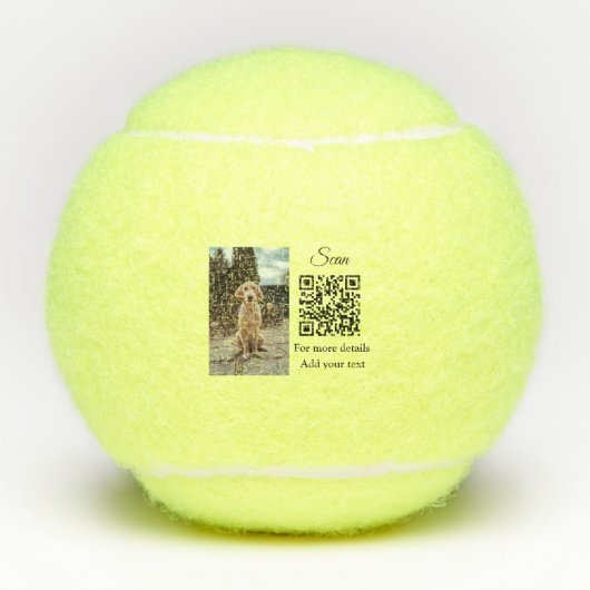Einfache Angaben zum Tiernamen QR-Code hinzufügen Tennisbälle (Vorderseite)