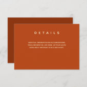 Einfache Angaben zur Hochzeitsbrunnen-Orange-Typog Begleitkarte (Vorne/Hinten)