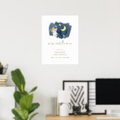 Einfache Angel Moon Star Baby Dusche Begrüßungszei Poster (Heimbüro)