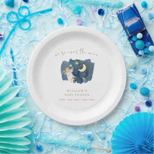 Einfache Angel Moon Star Kinderdusche Pappteller (Party)