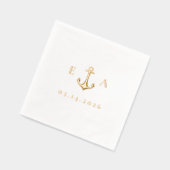 Einfache Ankerfunktion mit Initialen und Datum Servietten Mit Folie (Links)