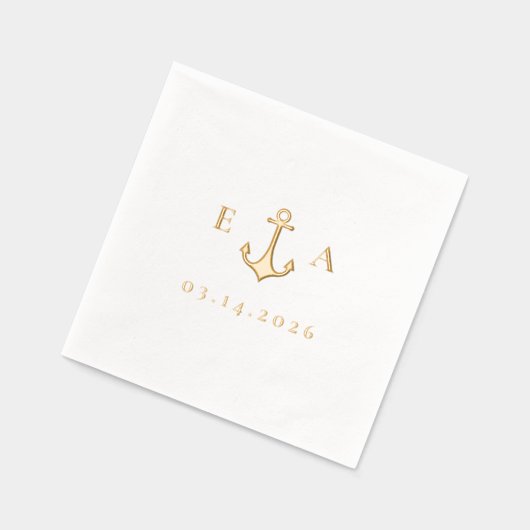 Einfache Ankerfunktion mit Initialen und Datum Servietten Mit Folie (Links)