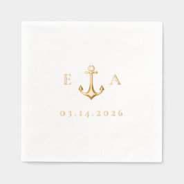 Einfache Ankerfunktion mit Initialen und Datum Servietten Mit Folie