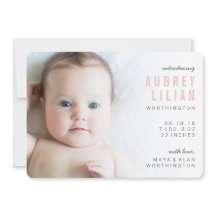 Einfache Ankündigung der Geburt eines Fotos