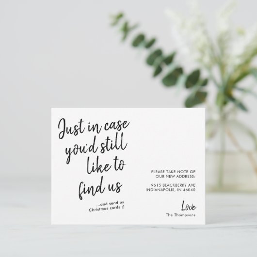 Einfache Ankündigung der Moderne Funny Moving Postkarte (Stehend Vorderseite)