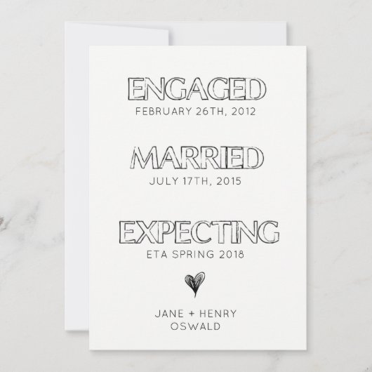 Einfache Ankündigung der Schwangerschaft in der Ze (Vorderseite)