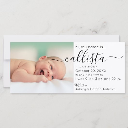 Einfache Ankündigung des Schwarz-weißen Fotos (Vorderseite)